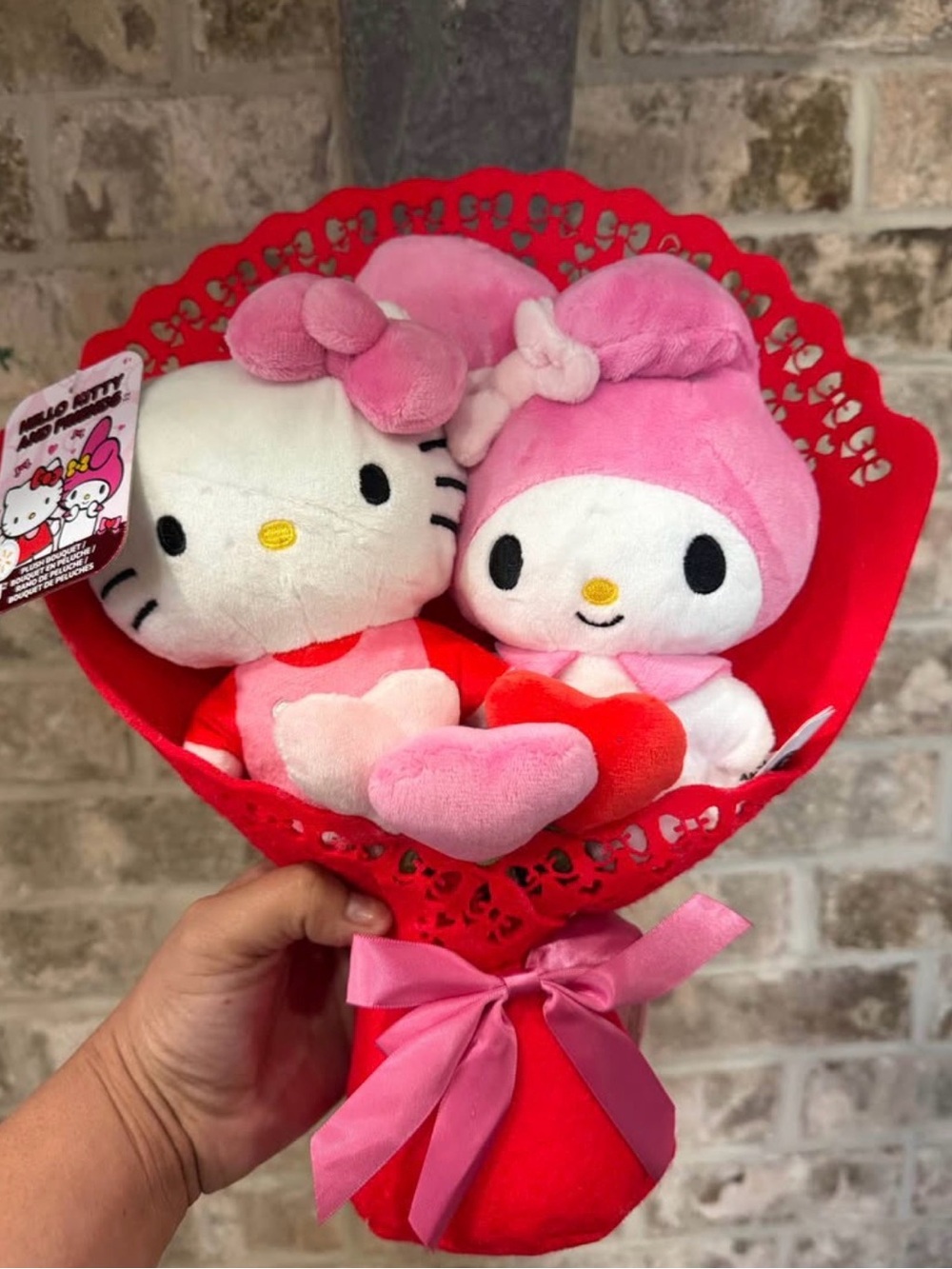 Sanrio Pink & Red Hello Kitty and My Melody Plush Bouquet